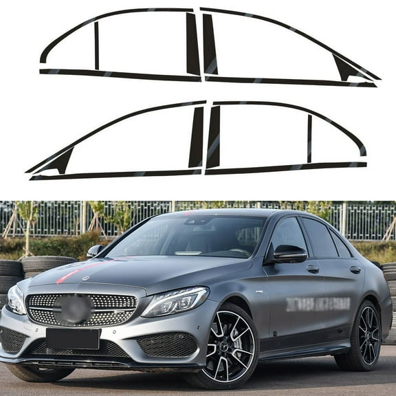 For Mercedes Benz C-Class W205 2014-2022 Sedan Window Chrome Delete Blackout ABC Pillars Glossy Black Stickers