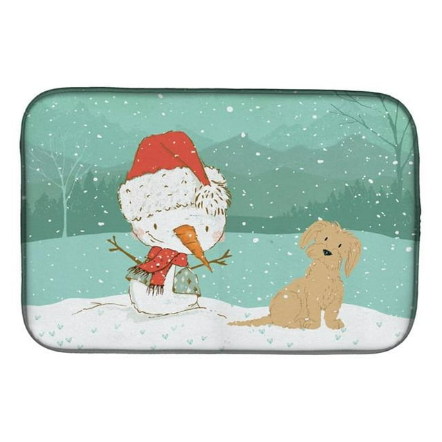 Carolines Treasures CK2093DDM Brown Maltese Snowman Christmas Dish Drying Mat