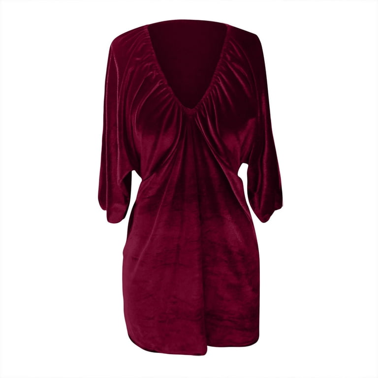 Meichang Women's Velvet Mini Dress formal Wedding Guest Dress V Neck Long  Sleeve Babydoll Dress Flowy Retro Cocktail Party Dresses - Walmart.com
