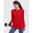 thumbnail image 6 of Pinspark Long Sleeve Workout Tops for Women Solid Athletic Shirts Lightweight Yoga Shirt Stretchy Running Top Loose Fit, 6 of 6