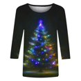 thumbnail image 4 of Holiday Gifts! Titcea Christmas Shirts for Women 3/4 Sleeve Crewneck Glitter Xmas Tree Print Pullover Christmas Sweaters 2024 Fashion Casual Tops, 4 of 4
