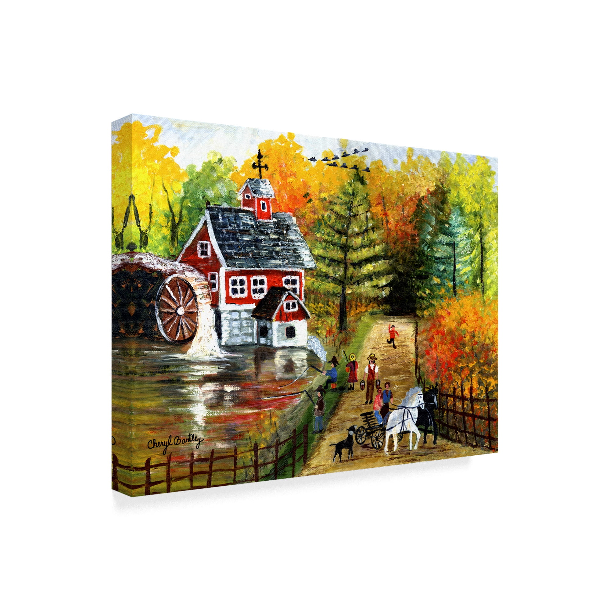 Trademark Fine Art 'Fishing by the Old Grist Mill' Canvas Art by Cheryl Bartley