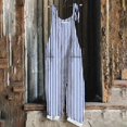 thumbnail image 2 of Lenpel Women's Jumpsuits Plus Size Sleeveless Spaghetti Strap Striped Plaid Straight Leg Rompers Causal Loose Overalls with Pockets, 2 of 5