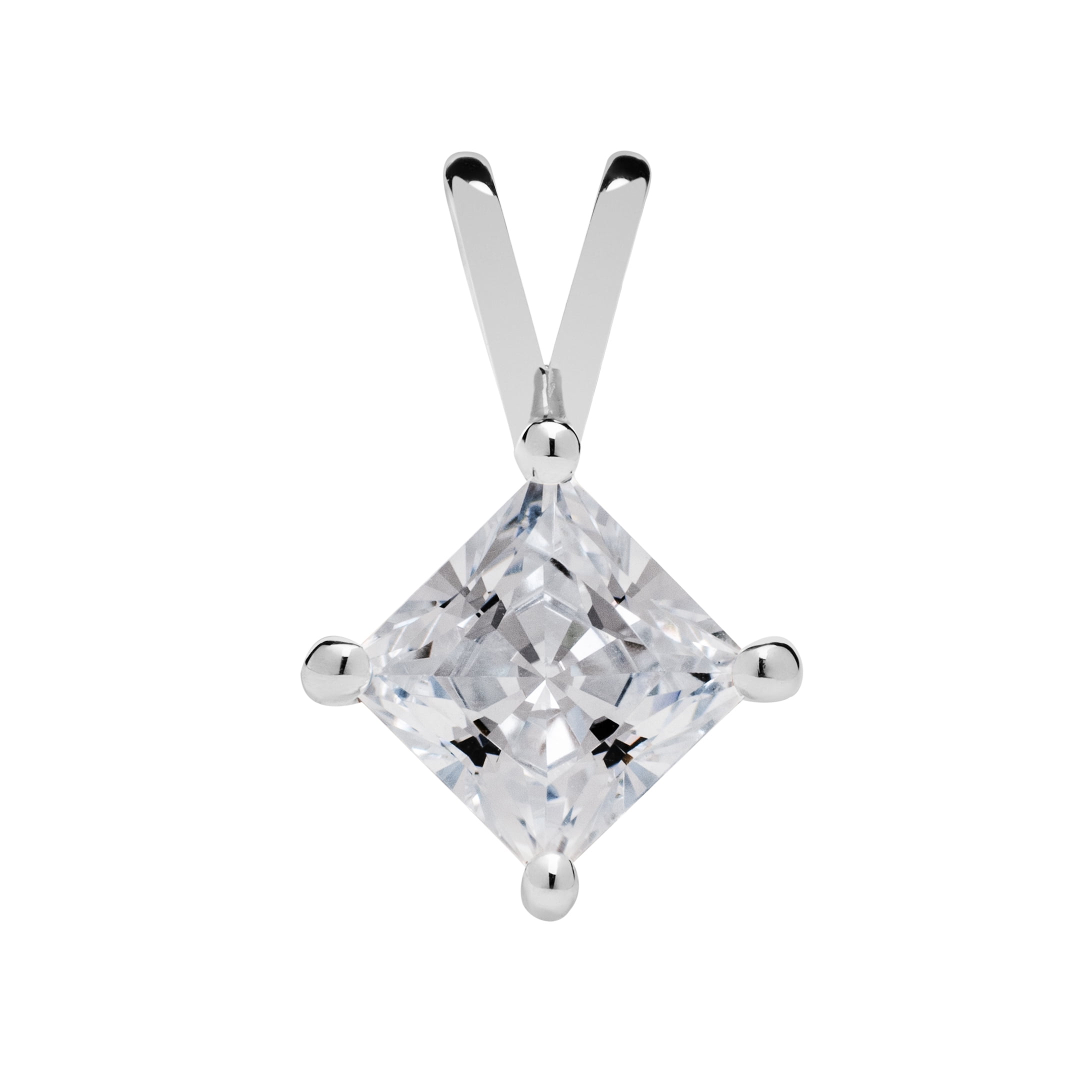 Everyday Elegance - 14K Solid White Gold Pendant Only | Square Princess ...