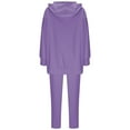 thumbnail image 4 of Hueook Sweat Suits For Womens 2 Piece Ladies' Round Neck Long Sleeved Shirt Casual Wide Leg Pants Two-piece Fashionable Set Purple 2X, 4 of 6
