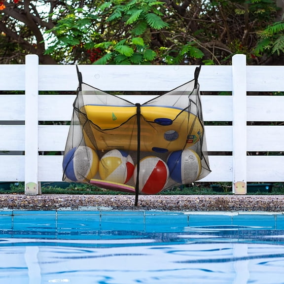 Pool Float Storage Mesh Bag, Adjustable Hanging Organizer Net for Rafts, Floats, Balls, Noodle and Inflatable Toys