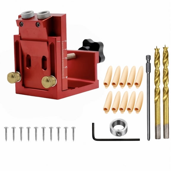 STORGENER Pocket Hole Jig Kit, 15 Degree 9mm Angled Drill Guide, Woodworking Joinery Tool with Drill Bits and Screws