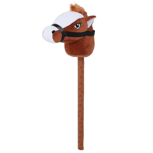 70cm Horse Stick Toy Plush Soft Comfortable Horse Head Toy with Sound Function for Kids Toddlers Gift Brown
