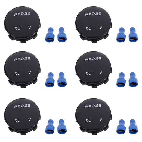 6X Universal Digital Monitor Voltimetro Impermeable voltaje Metro LED azul para DC 12V-24V Coche Motocicleta Auto Camion