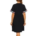 thumbnail image 3 of INSPIRE CHIC Boho Babydoll Dress for Women's Summer Embroidered V Neck Short Sleeve Flowy Shift Dress S Black, 3 of 6