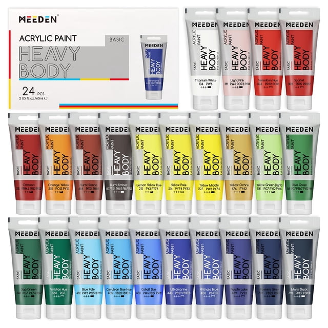 Set de pintura acrílica MEEDEN Heavy Body de 24 colores de 60 ml