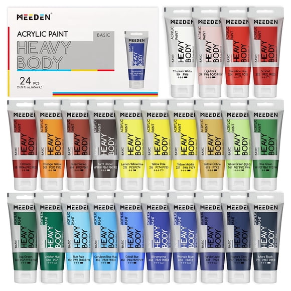 Set de pintura acrílica MEEDEN Heavy Body de 24 colores de 60 ml