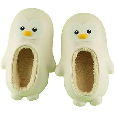 

PIKADINGNIS Women Cute Penguin Animal Soft Wrap Heel Slippers Fluffy Faux Fur Lining Non-slip House Shoes Indoor Outdoor