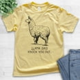 thumbnail image 2 of Kids Llama Said Knock You Out Shirt, Youth Kids Boy Girl T-Shirt, Funny Animal Tee, Llama Pun Shirt, Hip Hop Tee, Yellow, Medium, 2 of 4