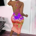 thumbnail image 2 of EQWLJWE Robes d'Été pour Femmes 2023 Mode Imprimé Couleur Dos Nu Creux Col Rond Robe Élégante Longue Robe Maxi pour Femmes 2023, 2 of 7