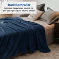 thumbnail image 3 of Costway 84'' x 90'' Flannel Heated Blanket Electric Throw w/ Dual Controllers Blue, 3 of 10