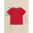 thumbnail image 4 of Toddler Little Boy 4th of July Tshirt Summer Short Sleeve America Flag Smocked T-Shirt Tees Tops Holiday Clothes 2-6Years, 4 of 8