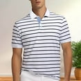 thumbnail image 2 of Men's Classic Fit 100% Cotton Soft Short Sleeve Stripe Polo Shirt, 2 of 4