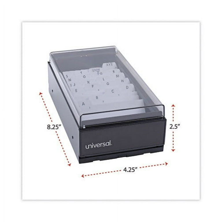 Business Card File, Holds 600 2 x 3.5 Cards, 4.25 x 8.25 x 2.5, Metal/Plastic, Black Business Card File, Holds 600 2 x 3.5 Cards, 4.25 x 8.25 x 2.5, Metal/Plastic, Black
