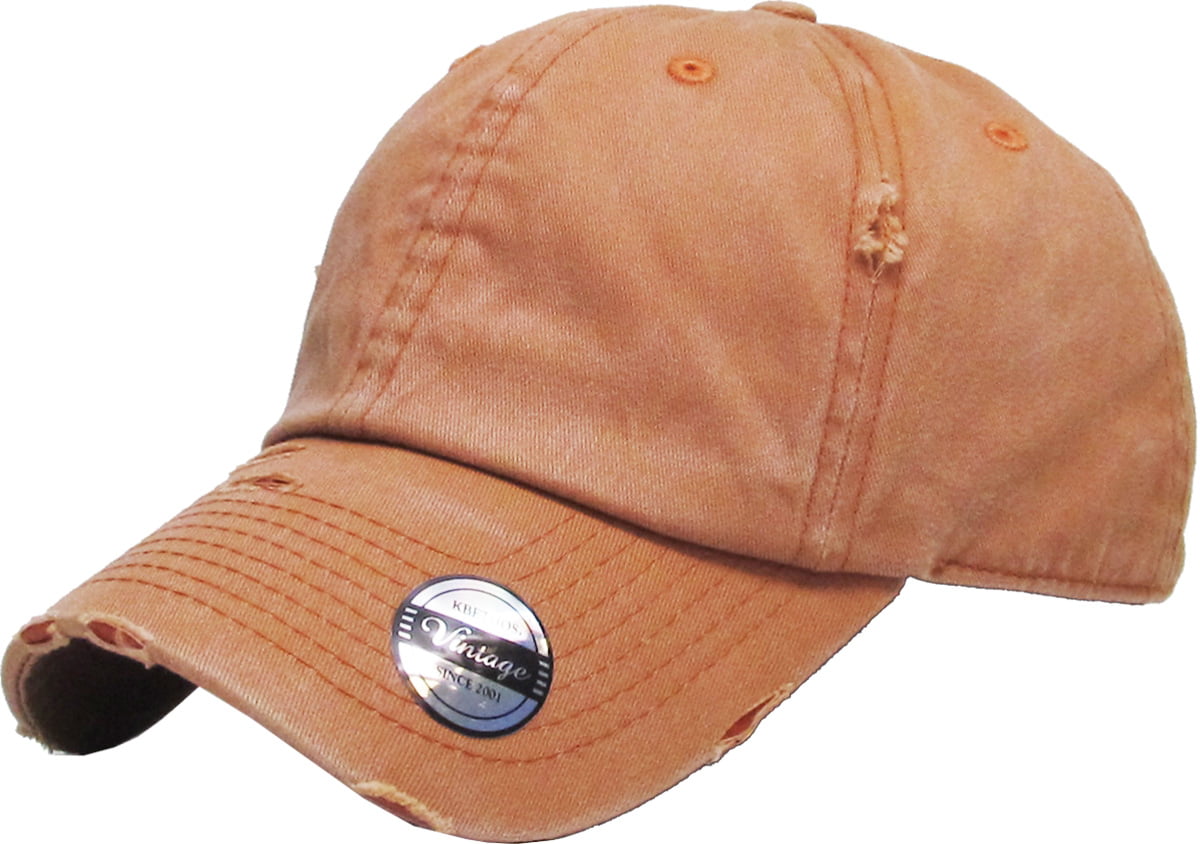 Light Orange Plain Solid Washed Cotton Polo Style Low Crown Baseball Cap Hat 