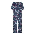 thumbnail image 5 of SDNall Pajamas for Women Set Printing Round Neck Short Sleeve Sleepshirt and Pants Sets Loungewear Pajamas with Pockets (Navy, Sizes S-XXL), 5 of 9