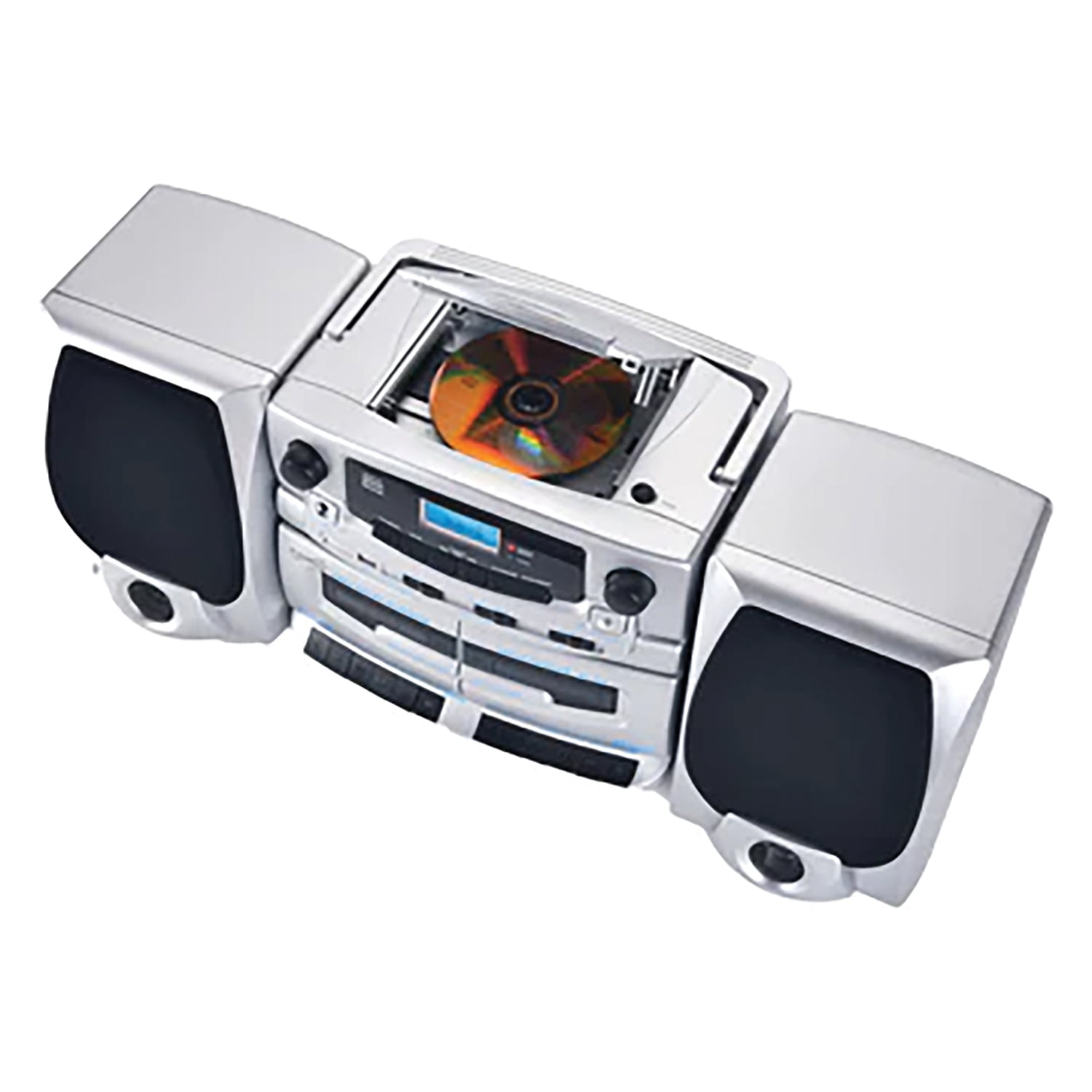 Supersonic 21-Watt Bluetooth Home Stereo System with Detachable Speakers, CD/Dual-Cassette Players, FM Radio, Mic Input, and Remote