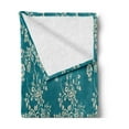 thumbnail image 2 of Leaf Soft Flannel Fleece Throw Blanket, Romantic Roses on Blossoming Branches in Abstract Style Old Fashioned Bouquet Art, Cozy Plush for Indoor and Outdoor Use, 60" x 80", Teal Beige, by Ambesonne, 2 of 5