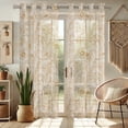 thumbnail image 2 of Vargottam Botanical Pattern Sheer Curtains for Short Windows - Set of 2 Panels, 63", Grommet Top, Printed Georgette, Light Filtering Drapes for Kitchen or Bedroom, 2 of 9