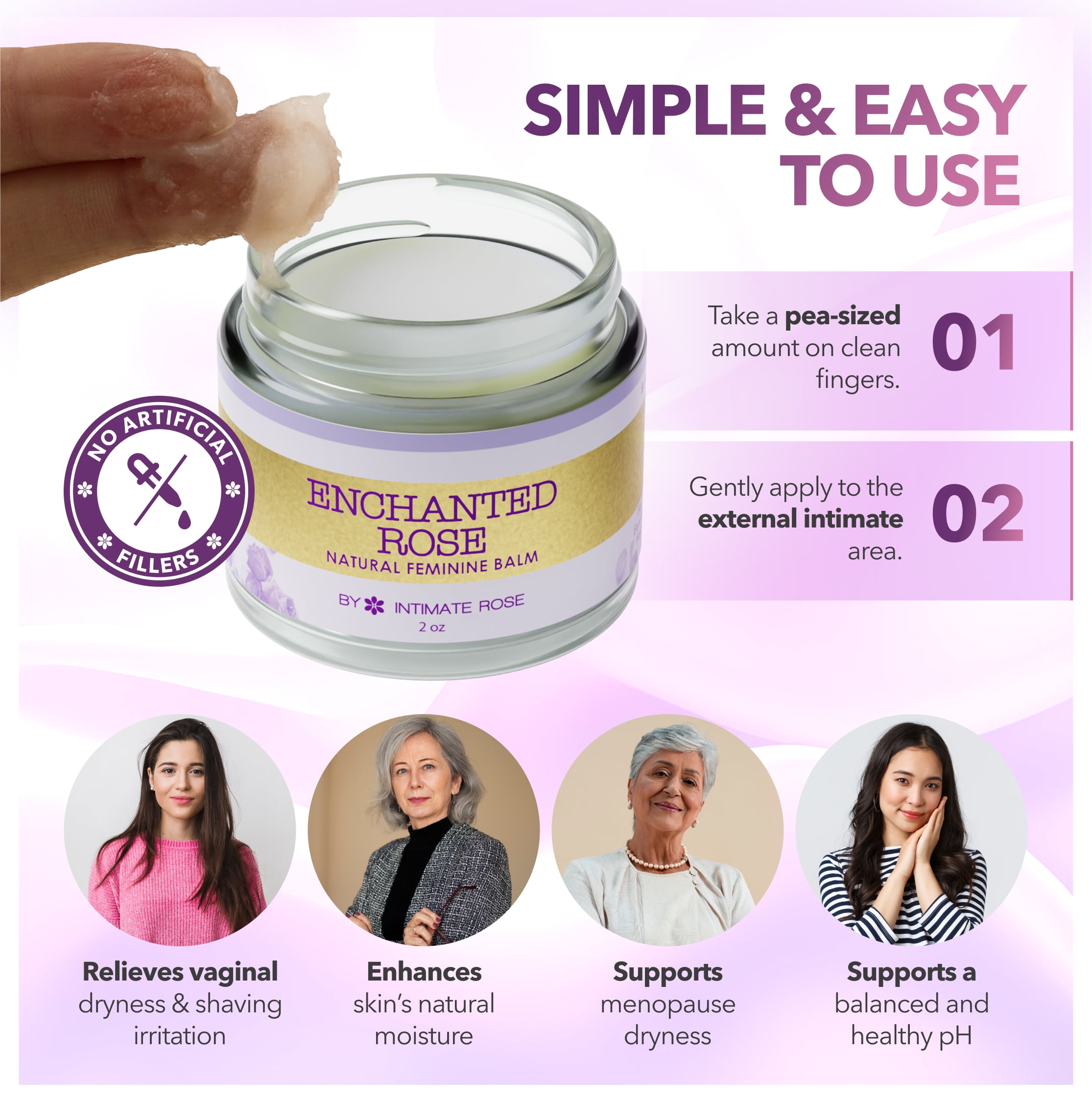 Vulva Balm & Organic Vaginal Moisturizer for Women: Natural Vulva Moisturizer & Vulva Cream for Dryness on Intimate Skin - NON Estrogen Cream - Perfect for Menopause & Shaving Rash Relief