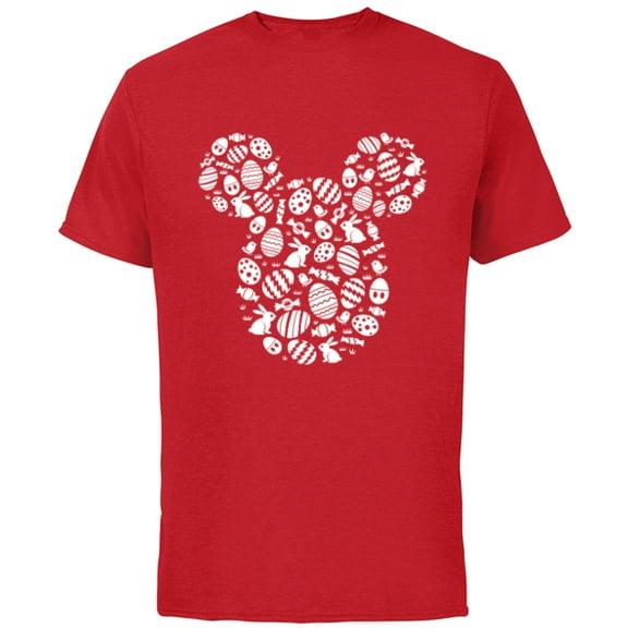 Disney Mickey Mouse Icon White Bunnies Easter - Short Sleeve Cotton T-Shirt for Adults - Customized-Red