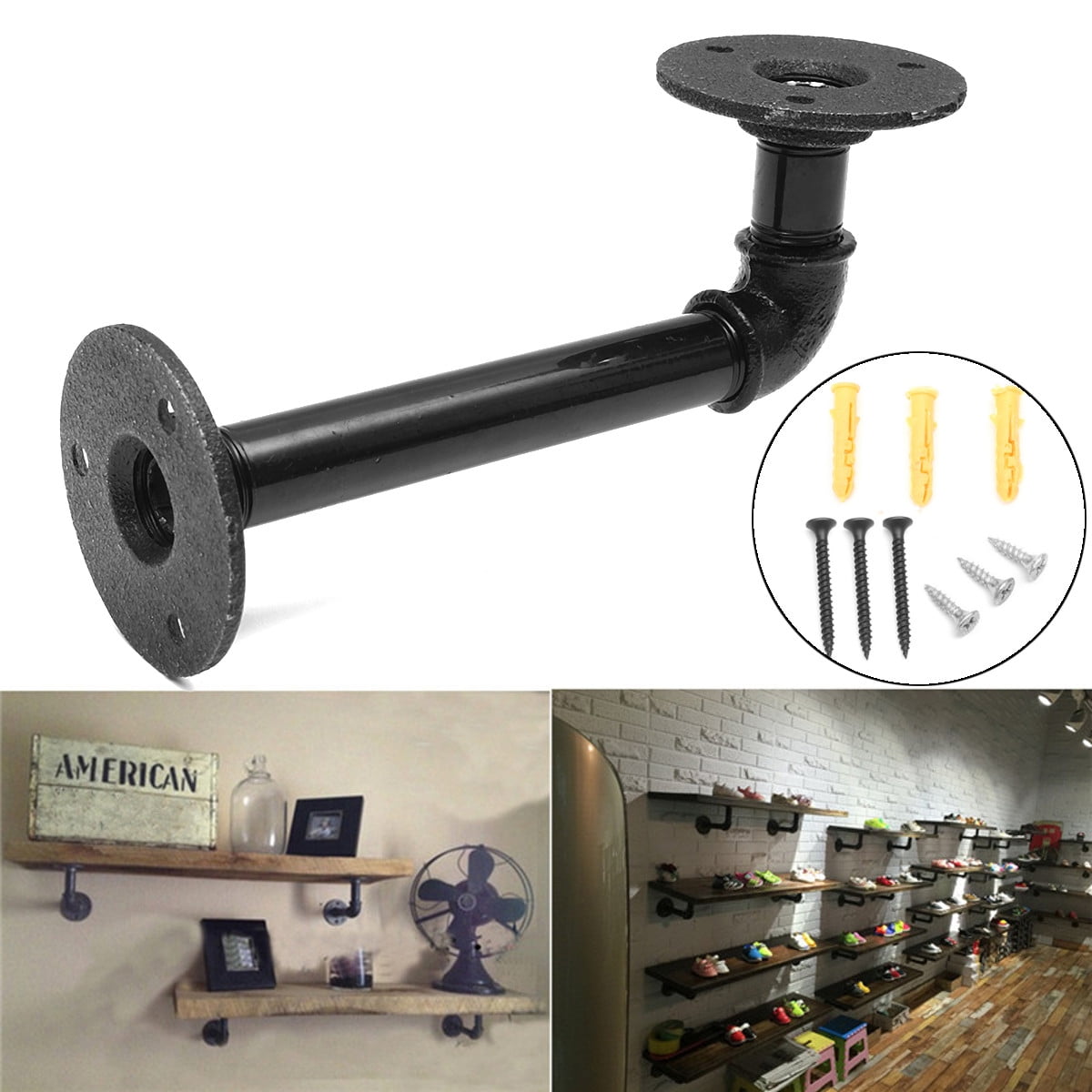 1Pc 16cm Industrial Pipe Shelf Retro Shelves Storage Hanging Holder
