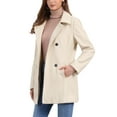 thumbnail image 4 of Women's Long Sleeves Peacoat Double Breasted Button Outerwear Winter Coat XL Beige, 4 of 6