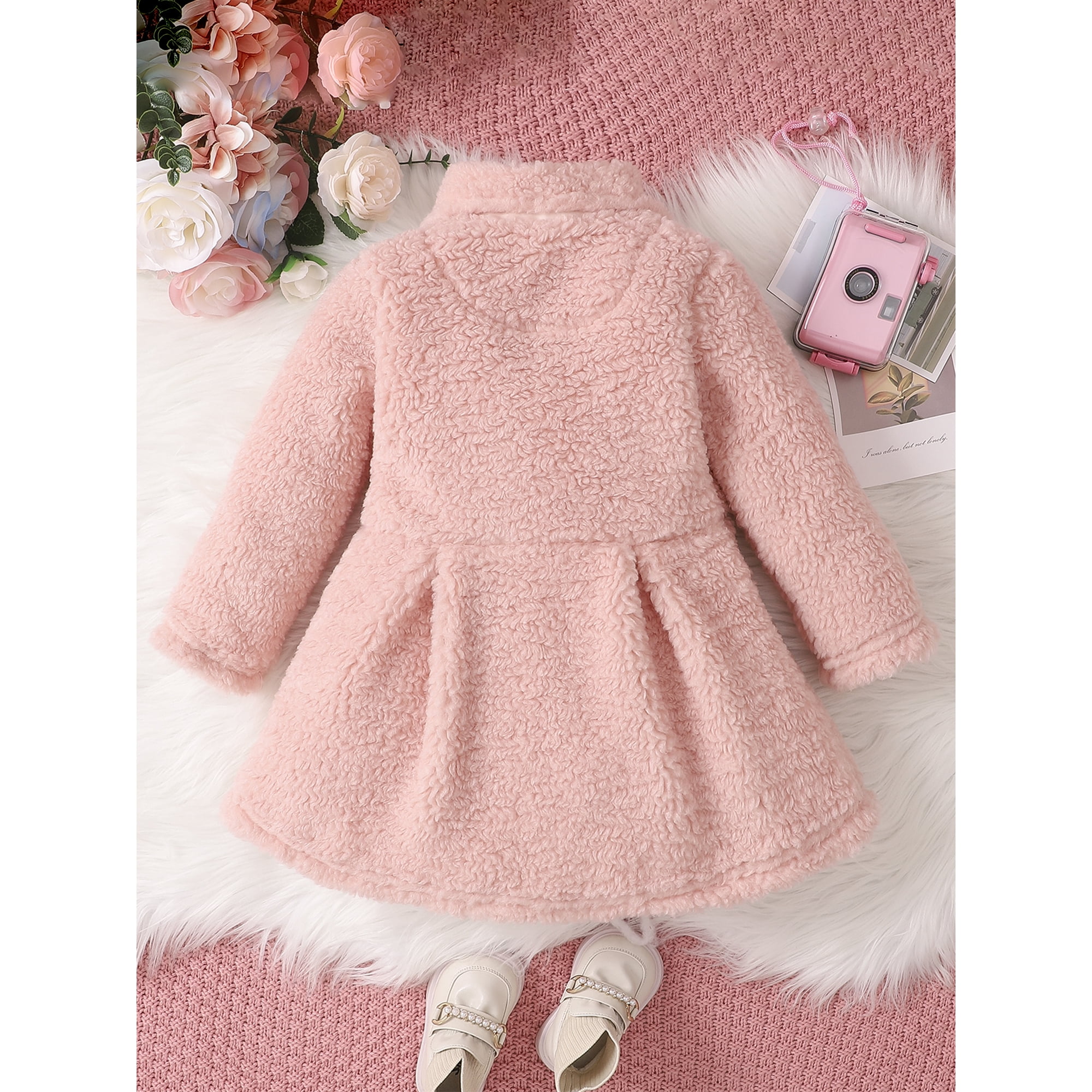 Sylvamorning Petite Fille Manteau d Hiver 1T 2T 3T 4T 5T 6T 7T Enfants Fille Bouton Manches Longues vers le Bas Vetements d Exterieur Chunky Automne