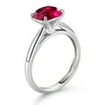 thumbnail image 3 of Gem Stone King 10K White Gold Red Created Ruby Solitaire Engagement Ring for Women (2.50 Cttw, Cushion 8MM, Gemstone July Birthstone, Available in Size 5, 6, 7, 8, 9), 3 of 4