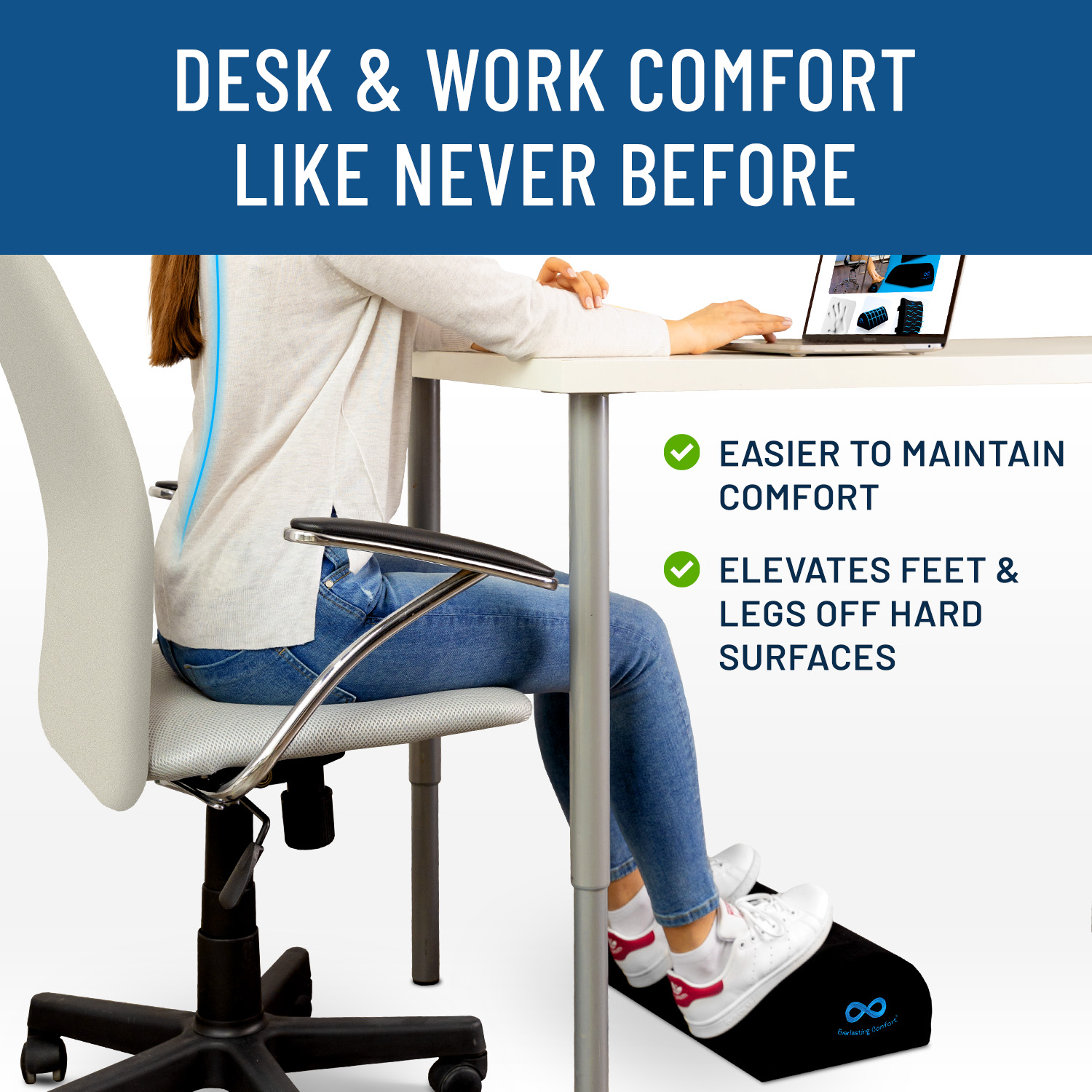 Everlasting Comfort Office Foot Rest Under Desk Ergonomic Memory Foam Foot Pillow, Black - image 5 of 8