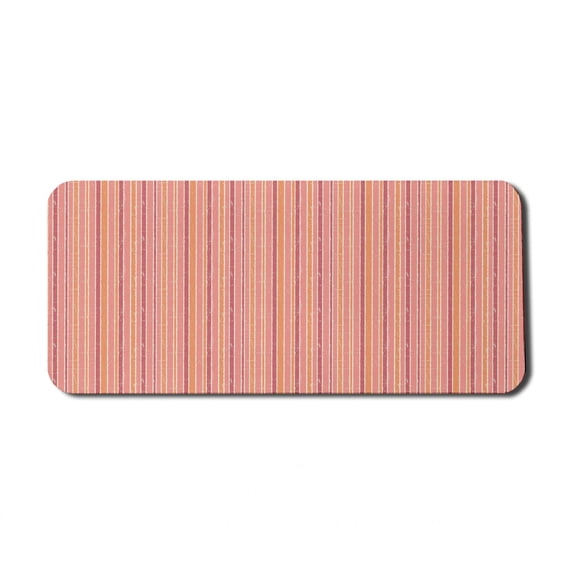 Grunge Computer Mouse Pad, Abstract Vertical Stripes in Murky Pastel Tones Geometric Lines Retro, Rectangle Non-Slip Rubber Mousepad X-Large, 35" x 15", Salmon Pale Orange Pink, by Ambesonne