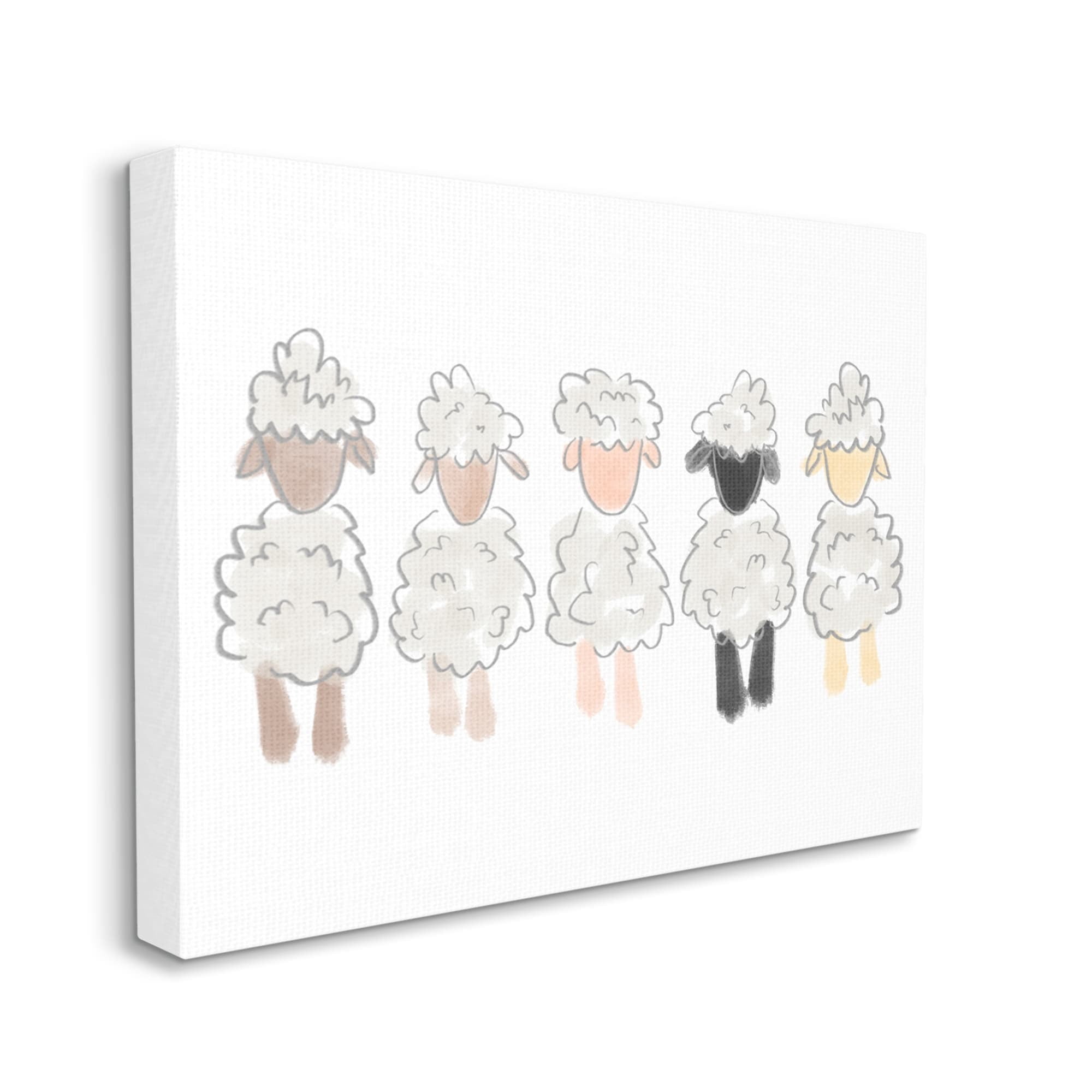 Stupell Industries Fluffy Soft Sheep Farm Animal Nursery Drawing Canvas Wall Art, 30 x 24, Design by Anna Whitham