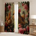 thumbnail image 2 of Rooster Curtains for Living Room,Pink Rose Curtains Drapes Farm Animals 30%-50% Blackout Curtains 2 Panels 38"Wx54"L,Chick Cock Chicken Western Farmhouse Decor Window Curtains, 2 of 5