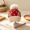 thumbnail image 7 of Wilark Toddler Christmas Hat with Pom Pom Size 1-4 T, Knitted Cute Warm Winter Kids Festival Hat Red, 7 of 7