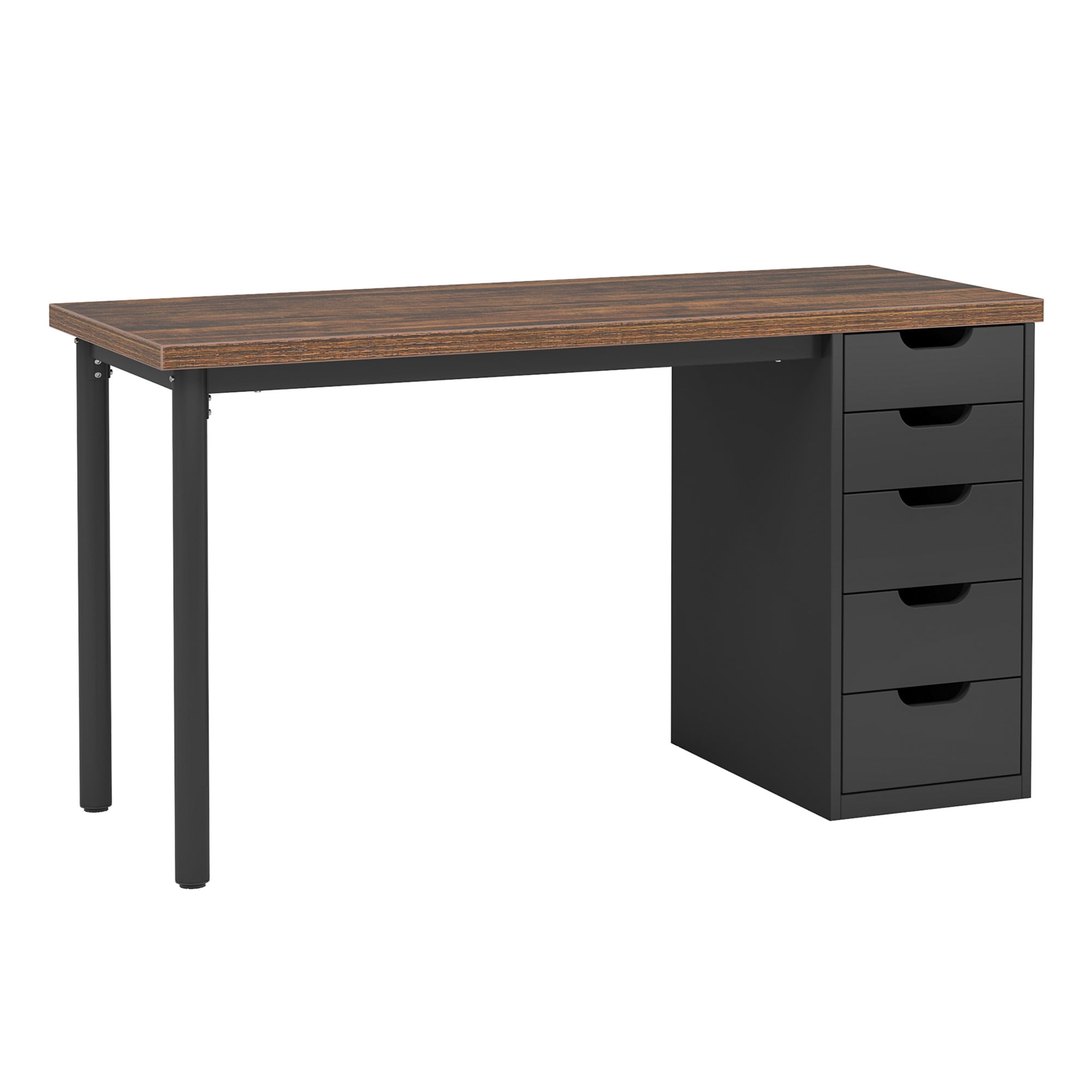 MAYEERTY 47.24" Industrial Desk, 5 Drawers with Metal Rails, 1.18" Thick Engineered Wood