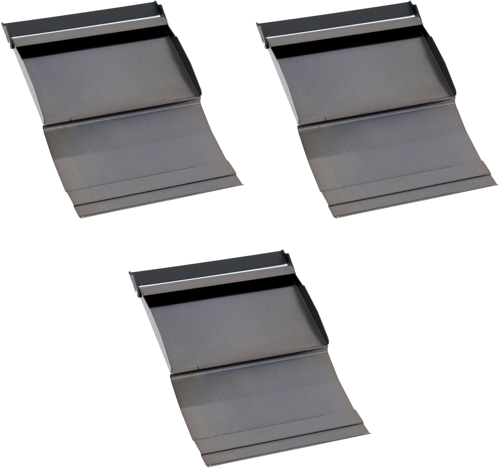 Set of 3 Brushed Metal Business Card Case Holders With Bar Closure Mechanism (Horizontal, Gunmetal)