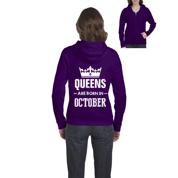 IWPF - Women's Sweatshirt Full-Zip Pullover - Birthday Gift Queens Are Born in October