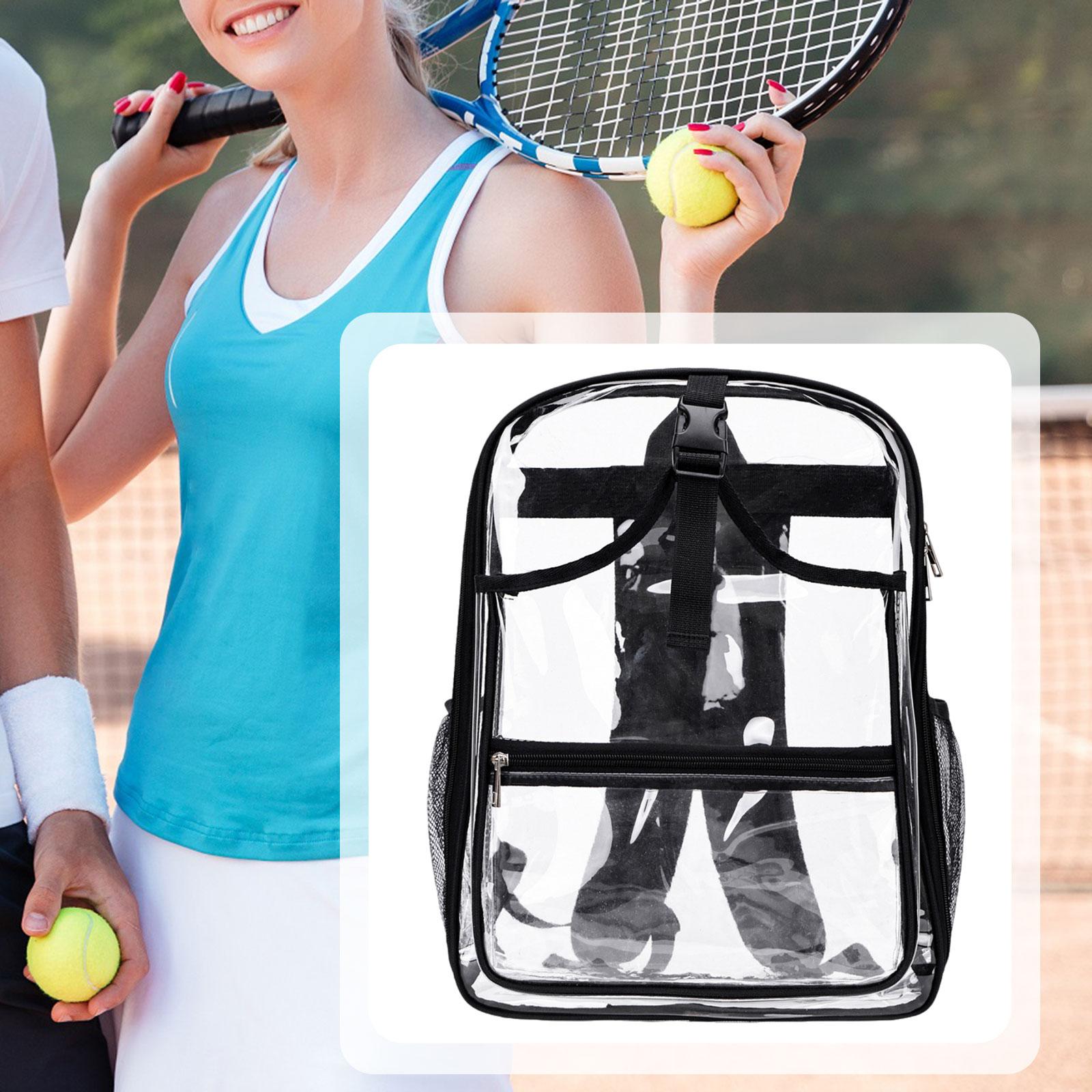 funtasica Tennis Backpack ,Racket Bags ,PVC, Lighweight Clear Large Capacity Unisex Gym Badminton Bag Tennis Rucksack for Men and Women Black