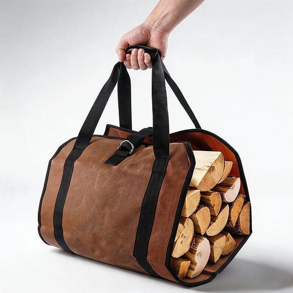 Appoft Firewood Carrier Bag Heavy Duty Waxed Canvas Log Carrier for Firewood Large Log Tote Fire Wood Carrying Bag with Handles for Easy Transport Carrying and Wood Stove Accessories