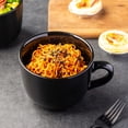 thumbnail image 2 of AmorArc Ceramic Soup Mugs with Lid, 24 oz Soup Cups with Hanlde for Coffee,Cereal,Salad,Noodles,Tea,Soup Bowls Cups,Microwave &Dishwasher Safe, Set of 4, Black with Vented lid, 2 of 7