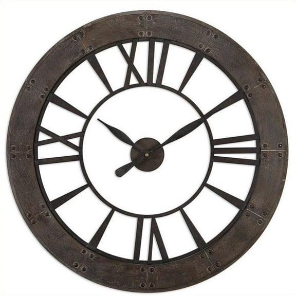 Bowery Hill Contemporary Wall Clock in Dark Rustic Bronze