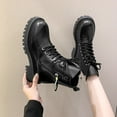 thumbnail image 6 of Black Ladies Round Toe Lace Up Boots With Low Heel For Everyday Wear, 6 of 9