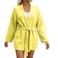thumbnail image 7 of LNWUY Womens Belted Wrap Sweater Cardigan, Oversized V Neck Knit Coat, Solid Color Open Front Fall Winter Jacket Outerwear Yellow Free Size, 7 of 7