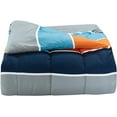 thumbnail image 2 of Sapphire Home 7 Piece Full Size Comforter Set Bed in Bag with Shams, Sheet Set Plaid Design, Blue Orange Gray Stripes Print Multicolor Boys Kids Girls Teens Bedding w/Sheets, Kids Stripe, F, 7pc, 2 of 4