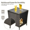 thumbnail image 4 of Al Fresco Outdoor Side Table, Rattan Coffee Table with Glass Table Top Small End Table for Patio Porch Backyard Balcony, Black, 4 of 7